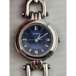 Vintage Guess Blue Dial Petite Quartz Cocktail Watch New Battery Running Nice